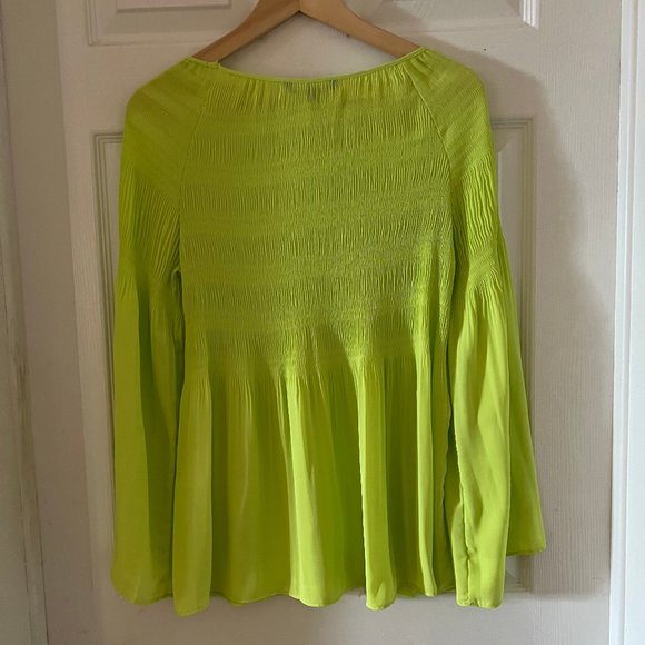 Smocked Lime Green Boho Blouse NWOT - Picture 8 of 14